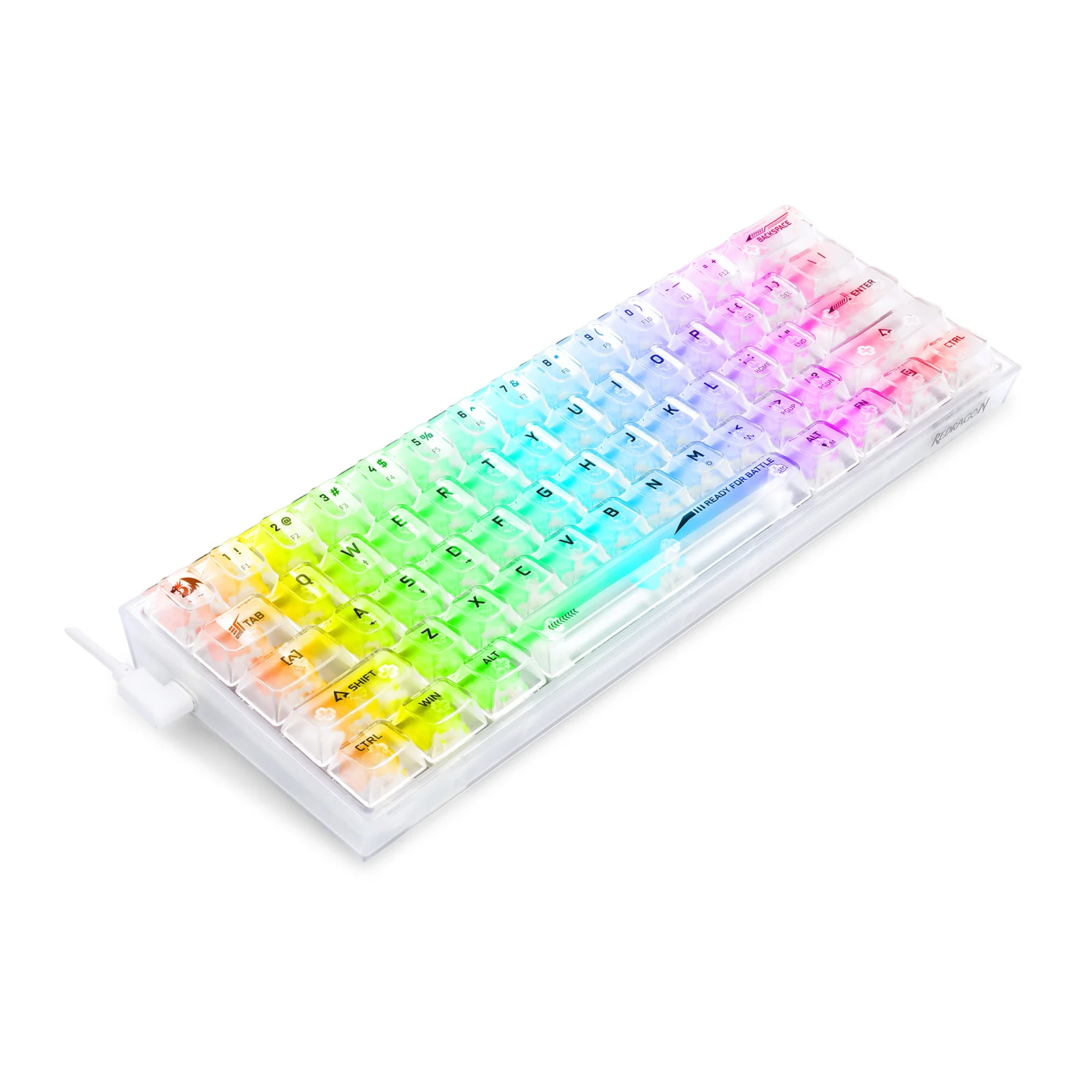 CLAVIER MECANIQUE GAMING MAGMA FIORA F61 CRYSTAL WHITE-SWITCH ARGB WIRELESS